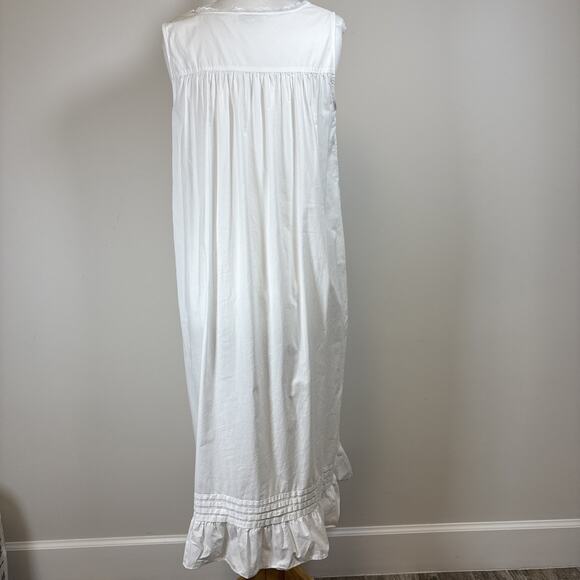 Vintage Eileen Wet Cotton Lawn Lace Nightgown White Sleeveless Ballet Length - Picture 3 of 16